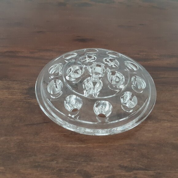 Vintage Flower Frog Glass w/ 16 Holes for Floral Arrangements Marble Display - Picture 1 of 4
